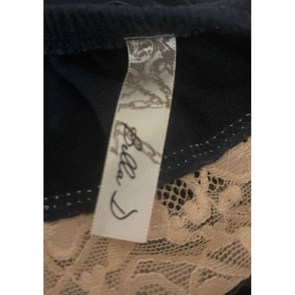 Large Bella D Lace Embellisment Women's Navy Blue Off Shoulder Blouse - Picture 8 of 10